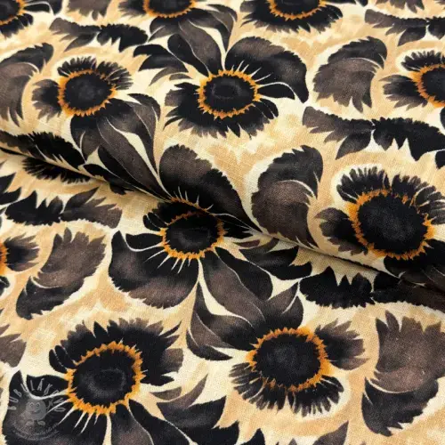 Viskóza se lnem Sunlower design A digital print