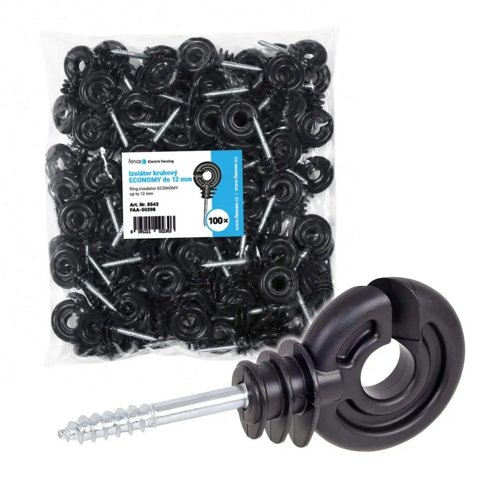 Kruhový izolátor s vrutem pro elektrický ohradník, vodiče do 12 mm - 100 ks