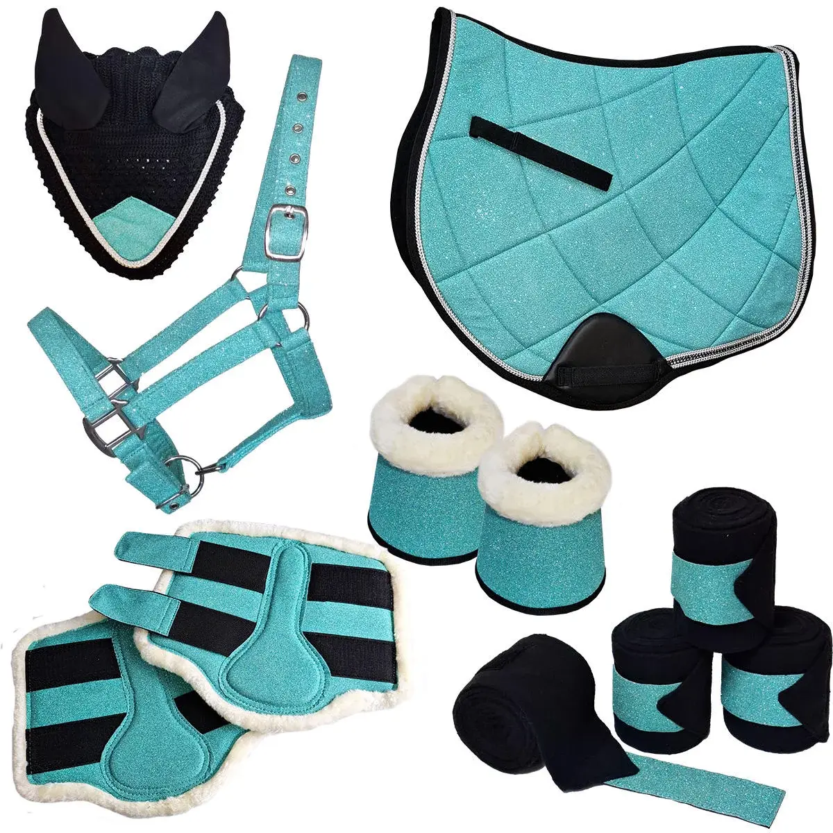 ZÁVODNÍ SET NA KONĚ Perfect Match (dečka, čabraka, ohlávka, chrániče, bandáže a zvony)