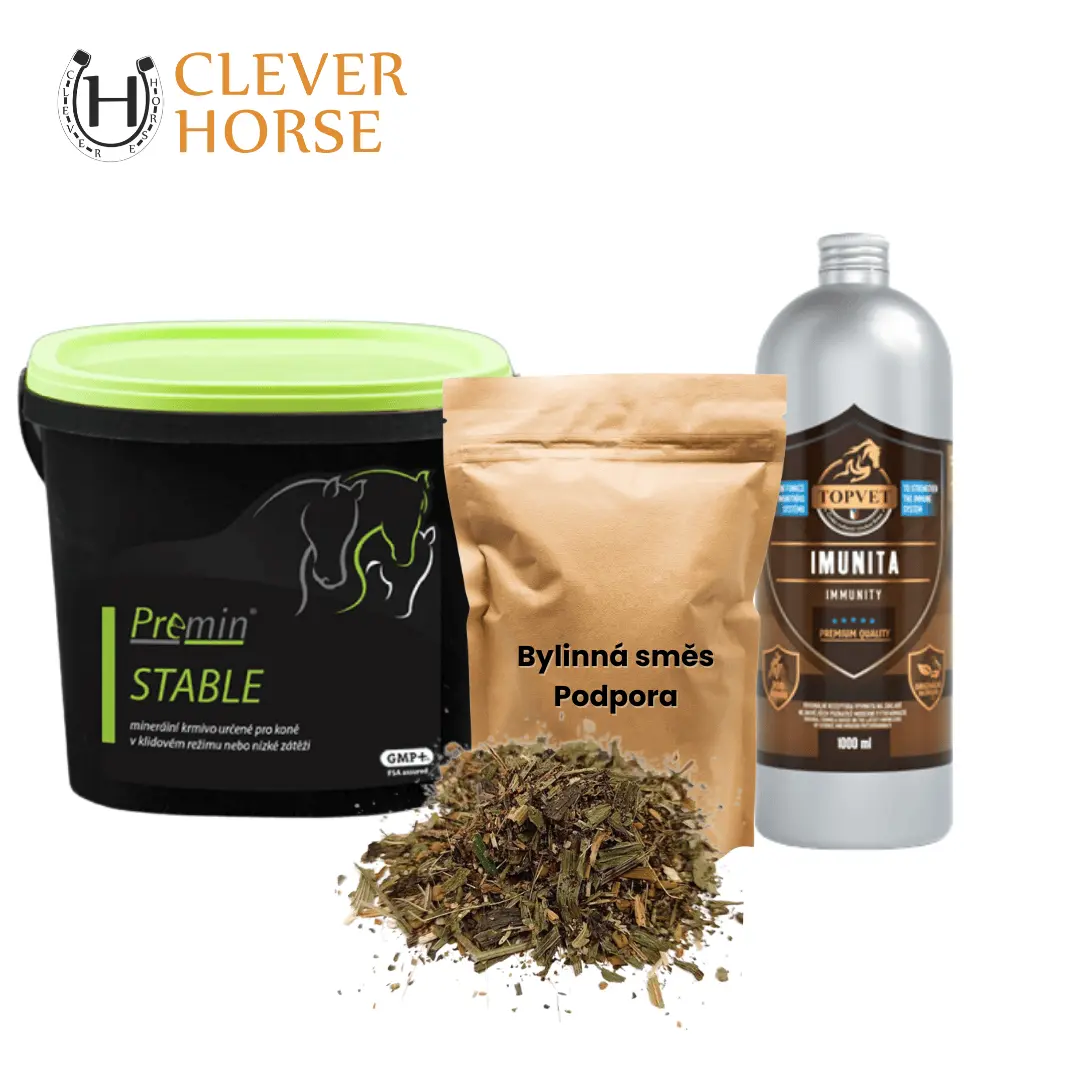 IMUNITA balíček Premin Stable 2 kg + Sirup Imunita 1 l + Bylinky Podpora 1 kg (Výhodný set pro podporu imunity koně)
