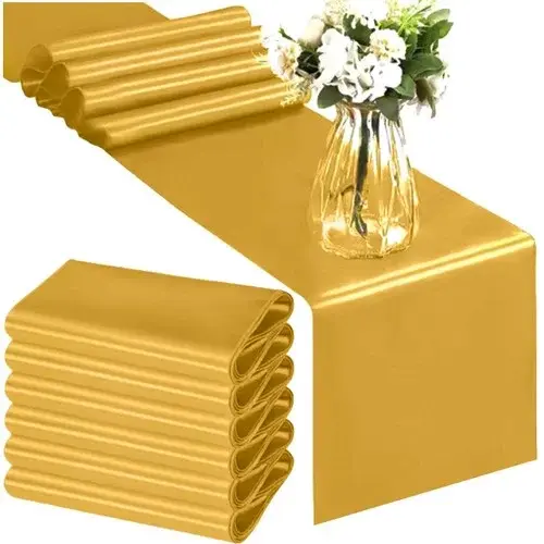Zlatý saténový běhoun – šerpa na stůl 900 × 36 cm