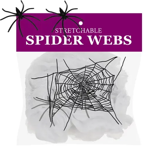 Umělá halloweenská pavučina + 2 pavouci
