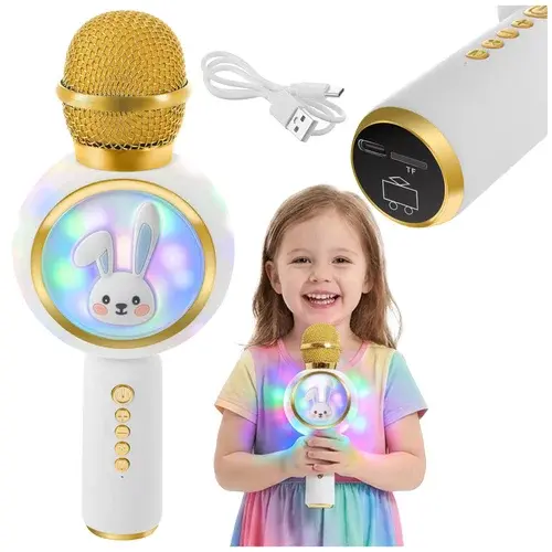 Bluetooth bezdrátový karaoke mikrofon – bílý