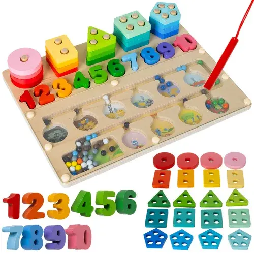 Vzdělávací třídič tvarů a čísel Montessori 3v1