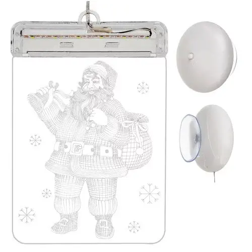 LED vánoční vitráž na baterie – SANTA