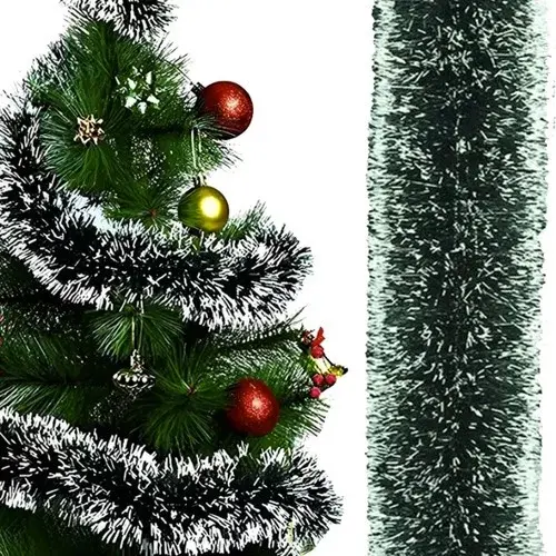 Dlouhý vánoční řetěz – bílozelená girlanda 6 metrů