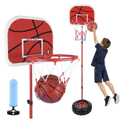 Dětský nastavitelný basketbalový koš s deskou + míč