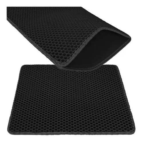 Podložka před kočičí toaletu zadržující nečistoty 60 x 45 cm – černá