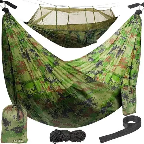 Turistická houpací síť Santiago Army 260x140 cm s moskytiérou