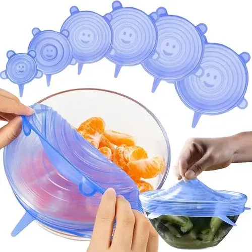 Silikonové víčka na utěsnění nádob – sada 6 ks