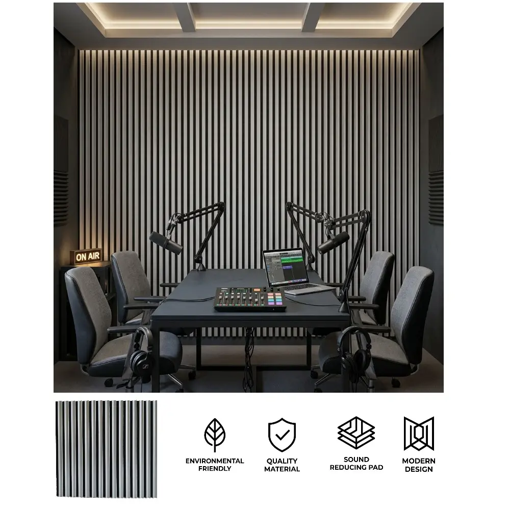 Akustické stěnové 3D panely - dřevěné lamely protihlukový obklad 270 x 60 cm - ELIO