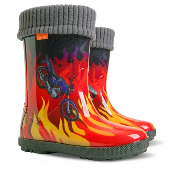 Demar HAWAI LUX EXCLUSIVE 0449 ED plameny Dětské holínky zateplené