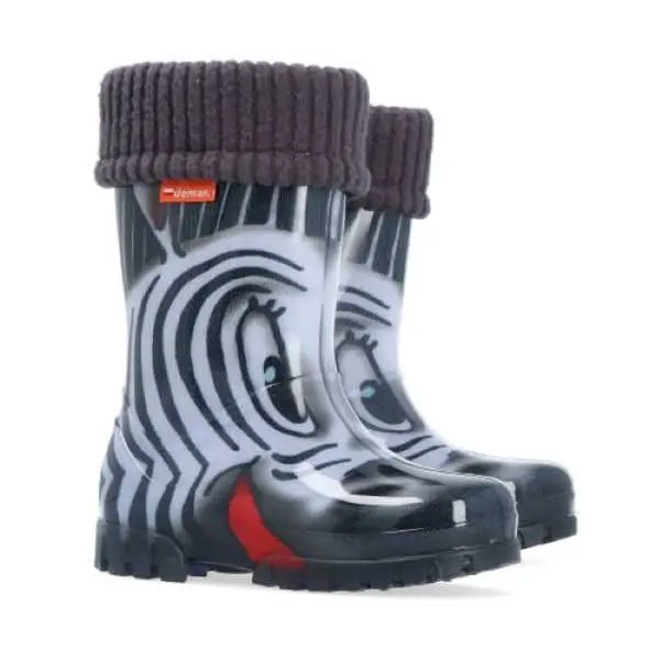 DEMAR Twister Lux Print 0039 S zebra Dětské zateplené holínky 32-33 0039S_32-33