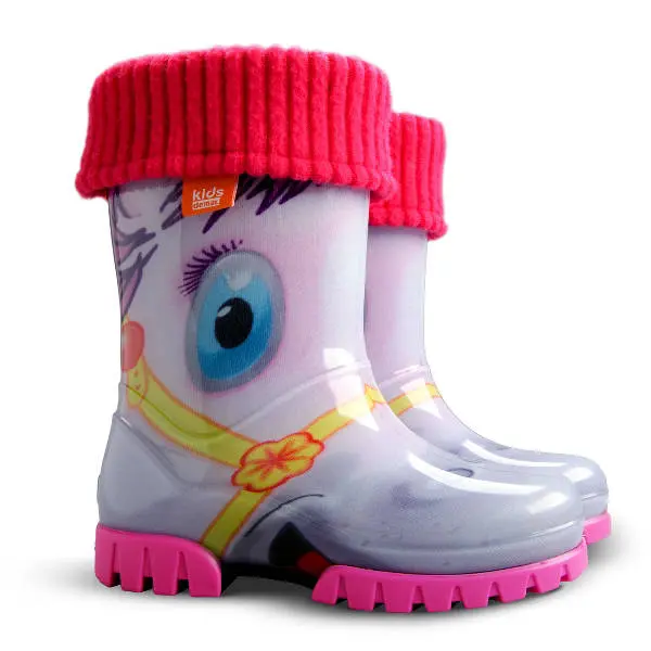 Dívčí holínky Demar - TWISTER LUX PRINT HA 0038 - Pony, růžová/ fialková Barva: Růžová, Velikost: