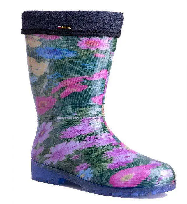 Demar Dámské zateplené holinky RAINNY LUX PRINT 0546 E louka 40-41