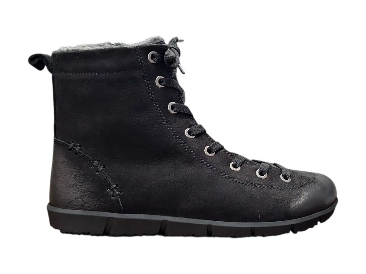 Wild 017-28001 Dámské celokožené barefoot kotníkové boty černé 37
