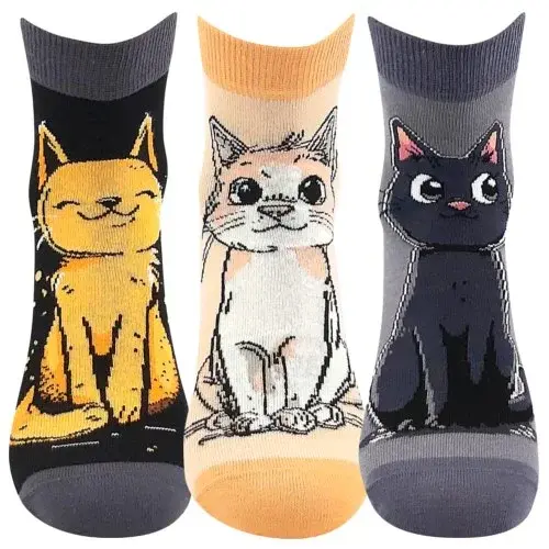BOMA Ponožky dámské MICKA 01 s kočkami MIX A (3 páry)