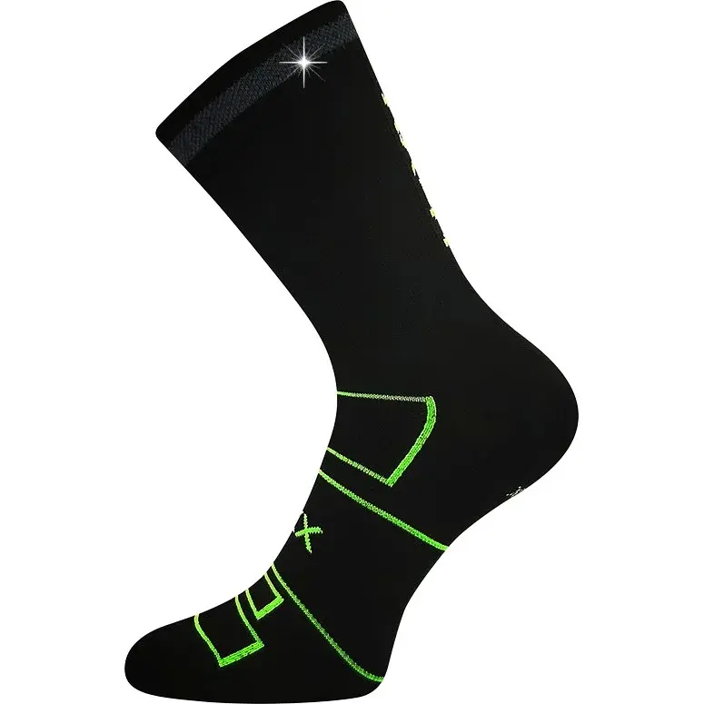 VOXX Ponožky sportovní REFLEXON s reflexním prvkem ČERNÉ s neon zelenou