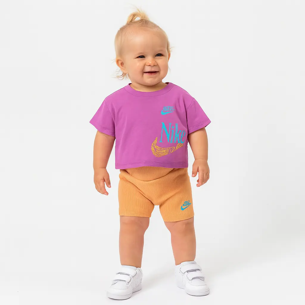 Nike kids girl wild flower boxy tee short 24m