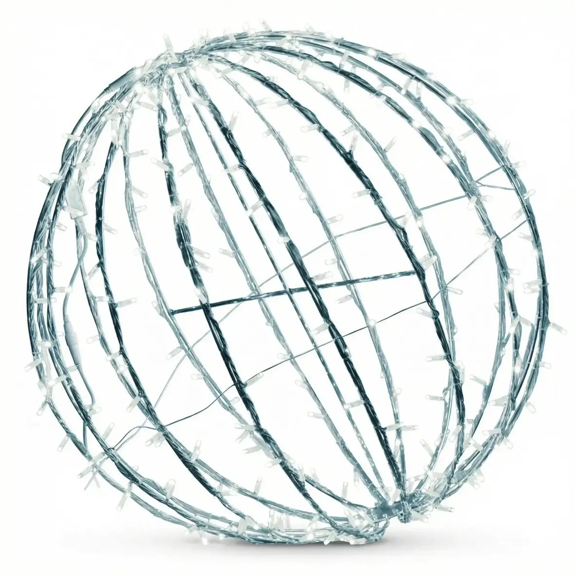 3D LED svítící koule, pr. 100 cm, ledově bílá, bílý kabel, IP67, Easy Fix