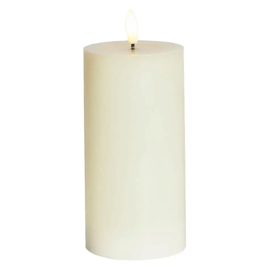 LED svíčka na baterie vosková Sille Ivory, Ø 7,5 × 15 cm, bílá, 2× AA