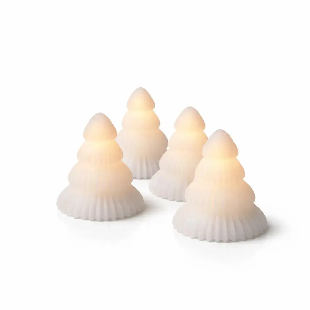 LED svíčky z pravého vosku na baterie, stromeček, ø 6,5 × 7 cm, sada 4 ks, CR2032