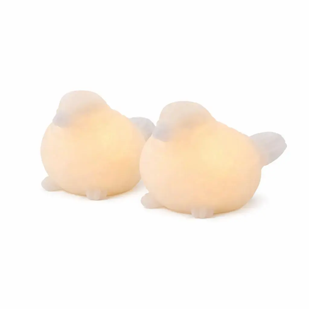 LED svíčky z pravého vosku na baterky, ptáček, 10 × 6,7 cm, bílý, sada 2 ks, CR2032
