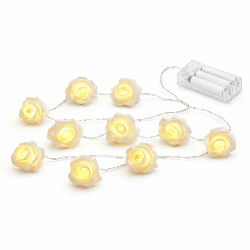 DecoLED LED světelný řetěz na baterie, 10 teple bílých diod, 1,8 m, růže