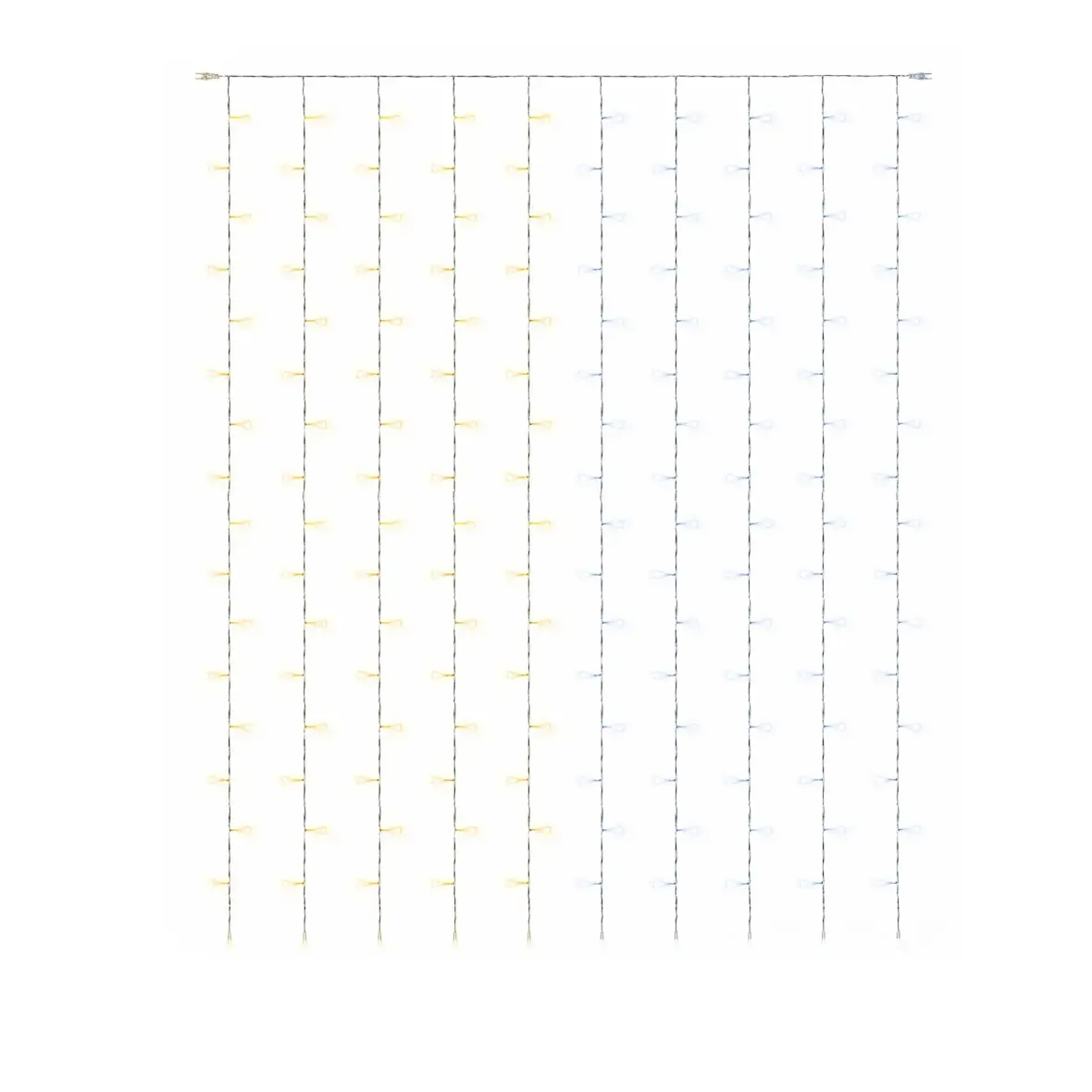 Easy Fix LED světelný závěs venkovní, 100 × 150 cm, bi-color ledově a teple bílá, 150 diod, bílý kabel, IP44, prodlužovací