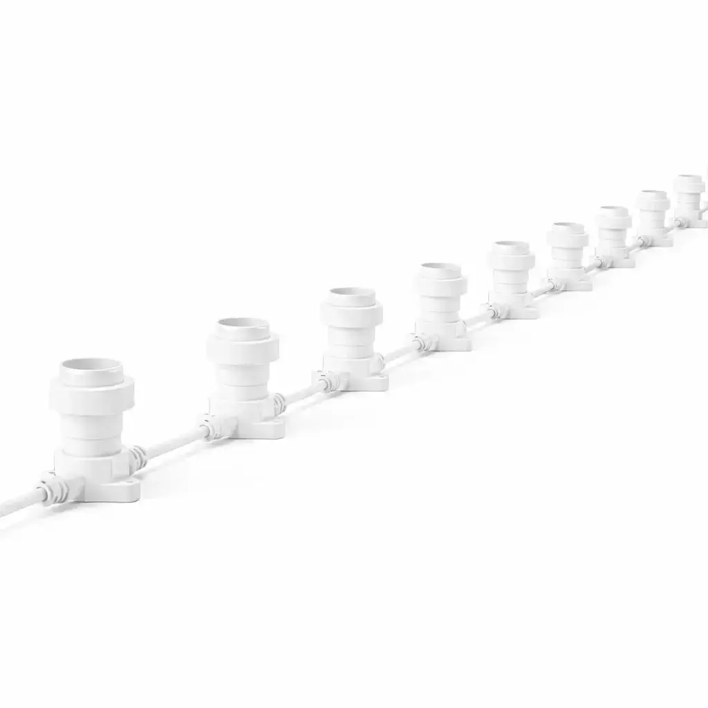 Easy Fix světelná girlanda, venkovní, 10 m pro 10 žárovek E27, bílý kabel, IP67, prodlužovací, bez žárovek