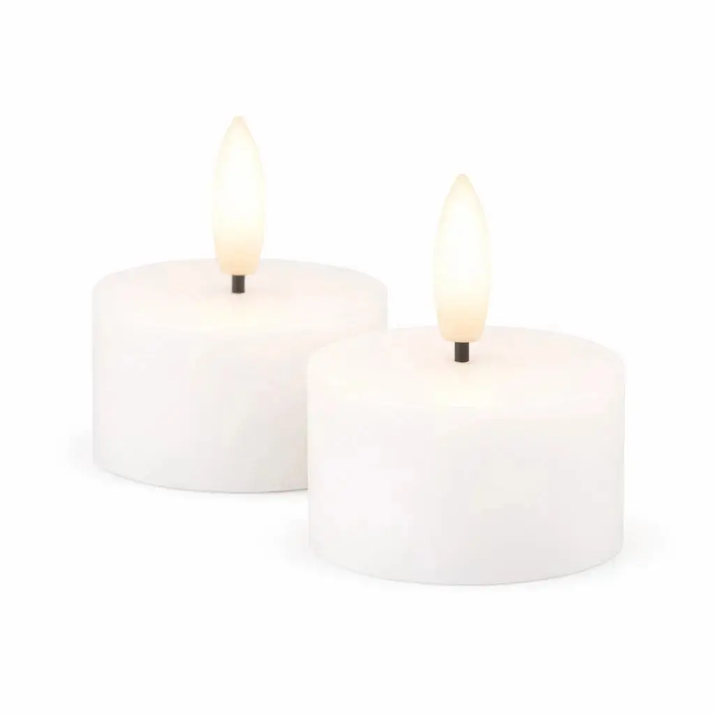 Sada LED čajové svíčky na baterie Sille Tealight, Ø 4,5 × 2,2 cm, bílé, z pravého vosku, balení 2 ks