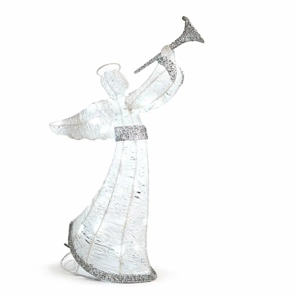 3D LED svítící anděl venkovní s trubkou 50 cm, ledově bílá s Flash, IP44, 24 V