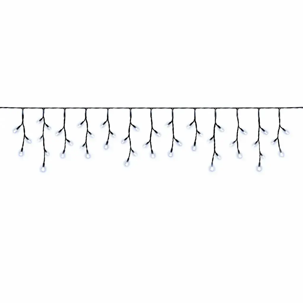 Easy Fix venkovní LED rampouchy, světelné, 300 × 50 cm, ledově bílá, 114 diod, černý kabel, IP67, prodlužovací