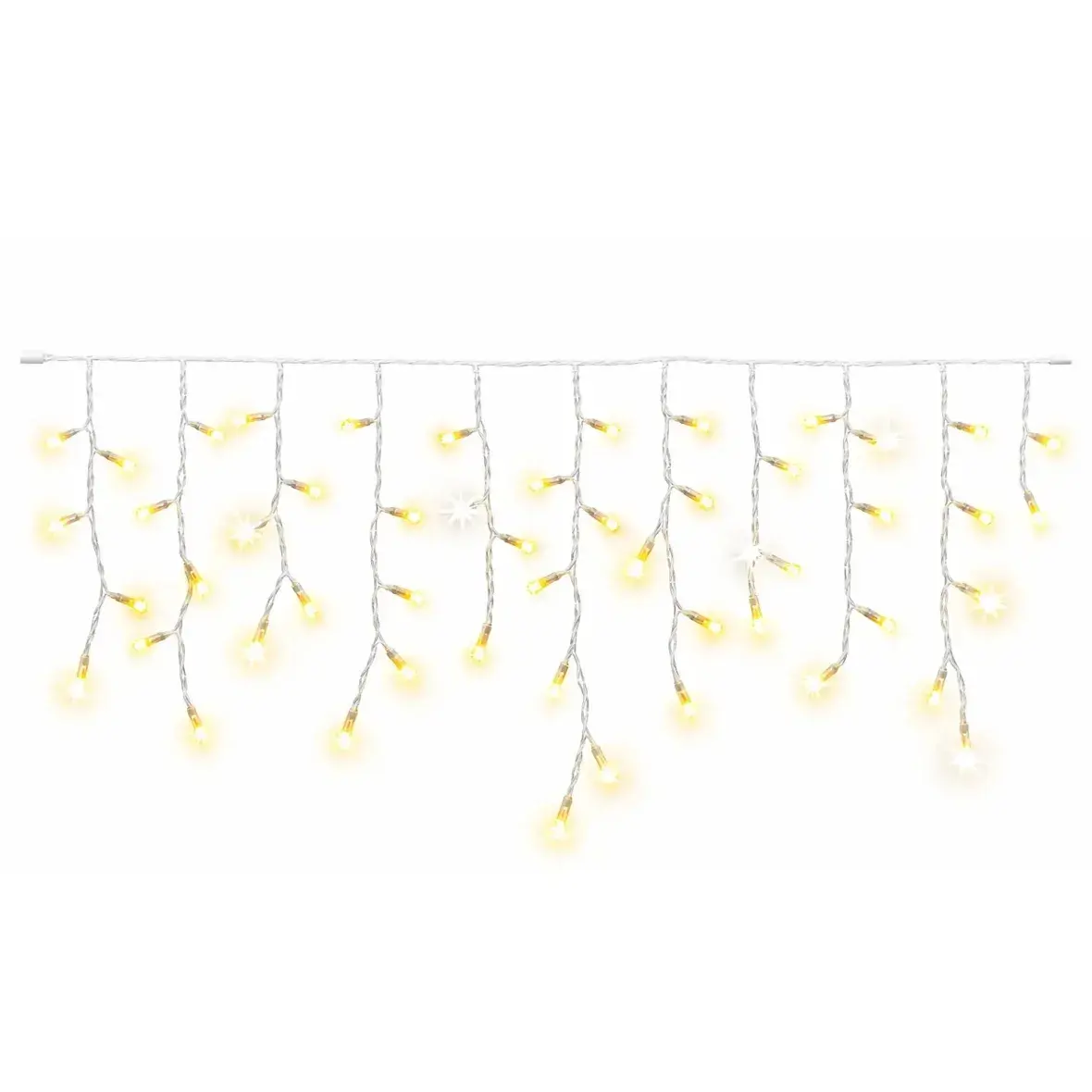 Easy Fix venkovní LED rampouchy, světelné krápníky, 300 × 50 cm, teple bílá, 114 diod, bílý kabel, IP67, prodlužovací