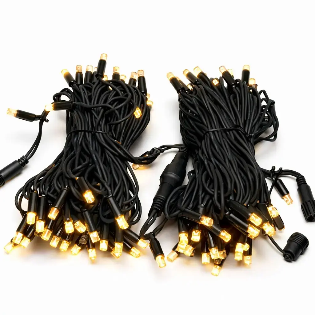 Eco Fix LED světelný řetěz venkovní, 20 m, teple bílá, 120 diod, černý kabel, IP67, 36V