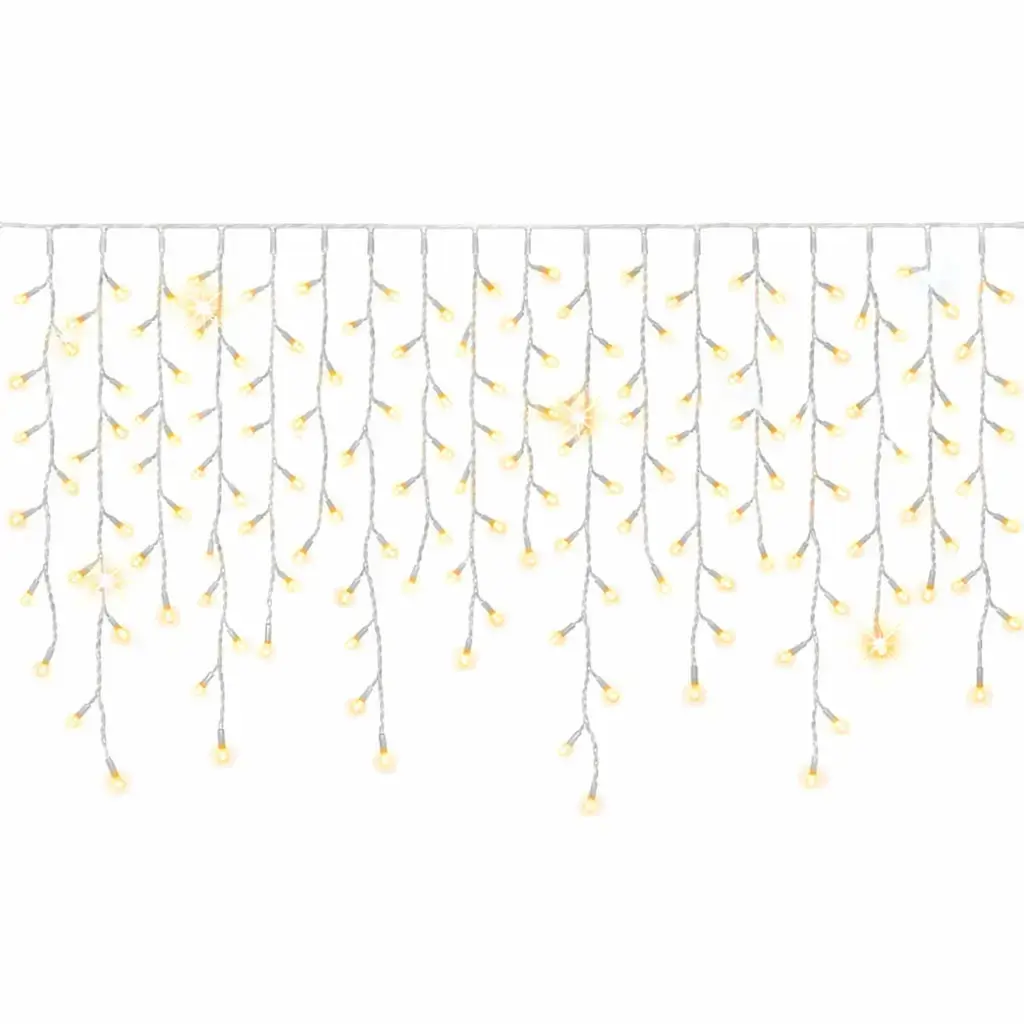 Easy Fix venkovní LED rampouchy, světelné krápníky, 300 × 90 cm, teple bílá s FLASH, 174 diod, bílý kabel, IP67, prodlužovací
