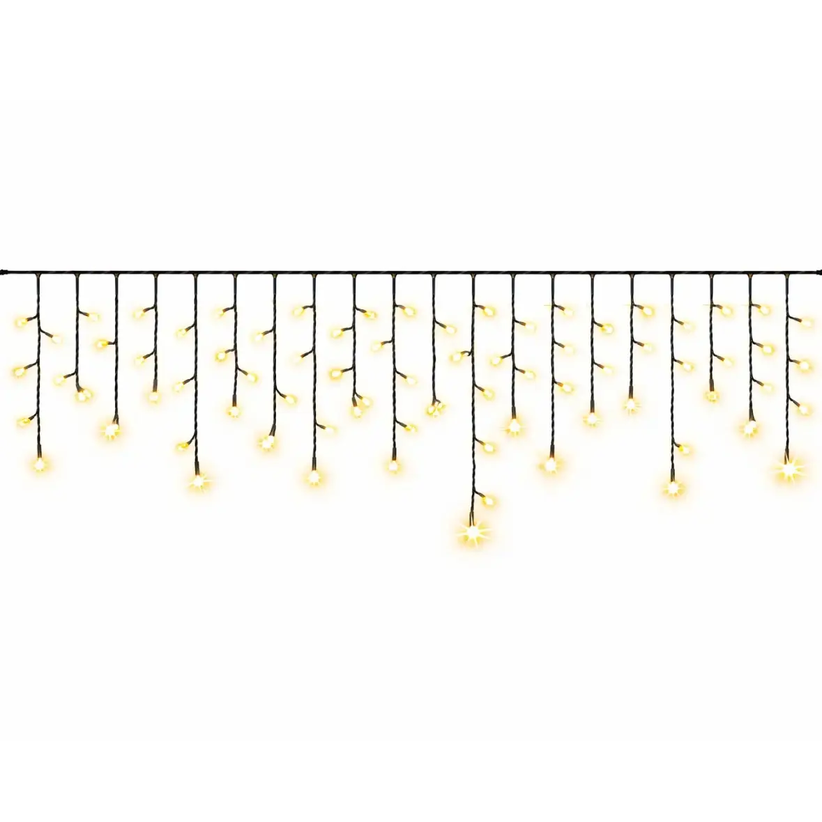 Easy Fix venkovní LED rampouchy, světelné, 300 × 50 cm, teple bílá s FLASH, 114 diod, černý kabel, IP67, prodlužovací