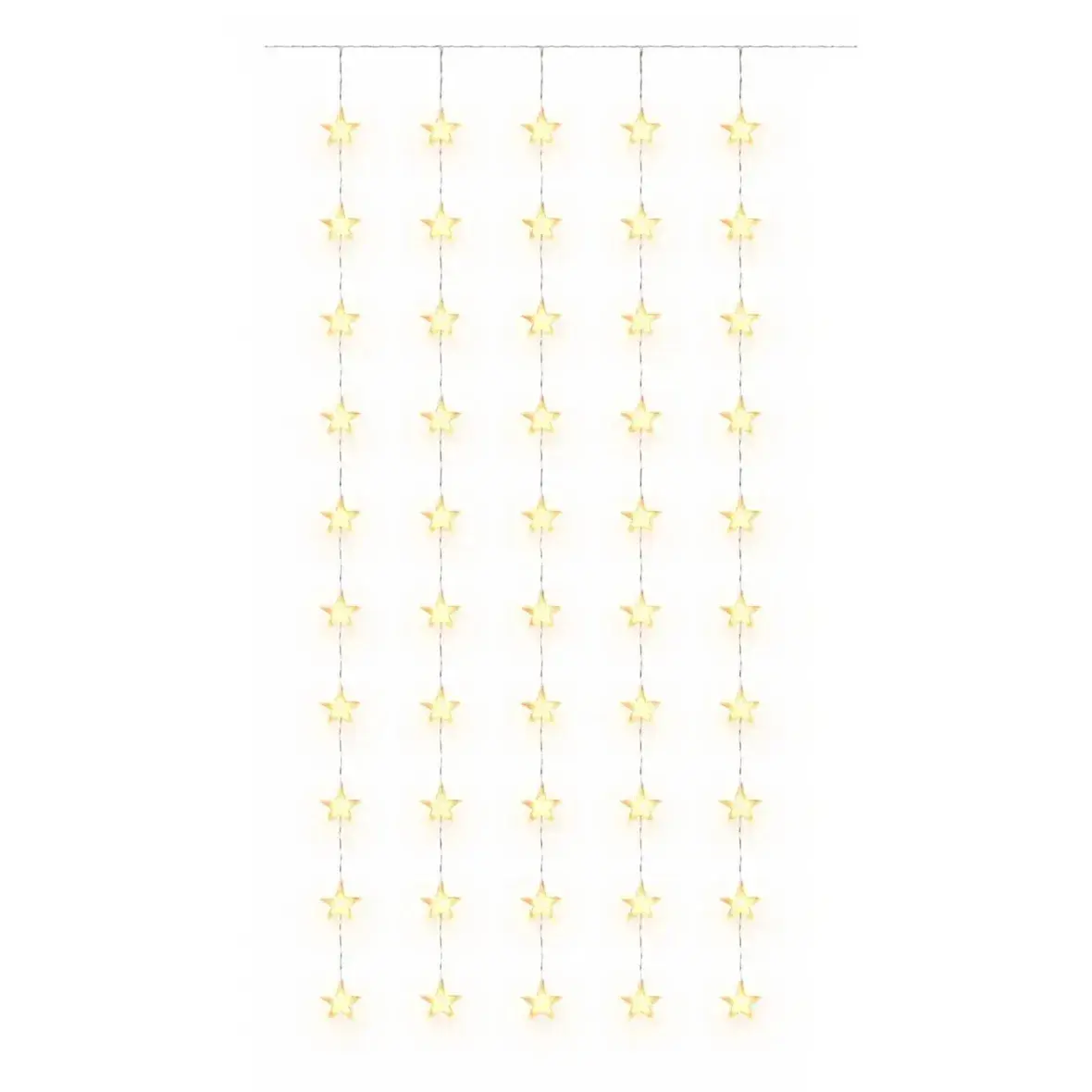 LED vánoční svíticí hvězdy do okna, 100 × 200 cm, teple bílá, 50 diod, čirý kabel, IP20 do interiéru, prodlužovací