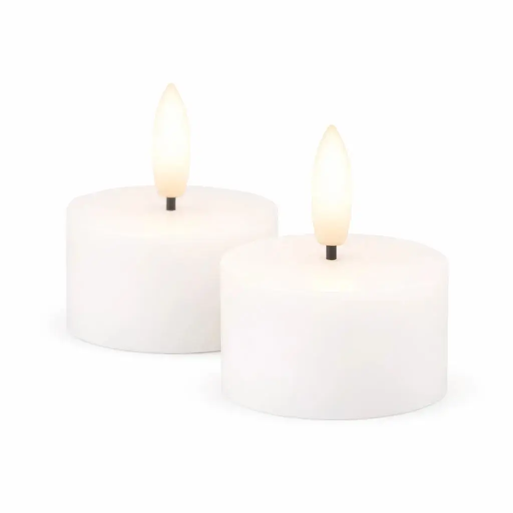 Sada LED čajové svíčky na baterie Sille Tealight, Ø 4,5 × 2,2 cm, bílé, z pravého vosku, balení 2 ks