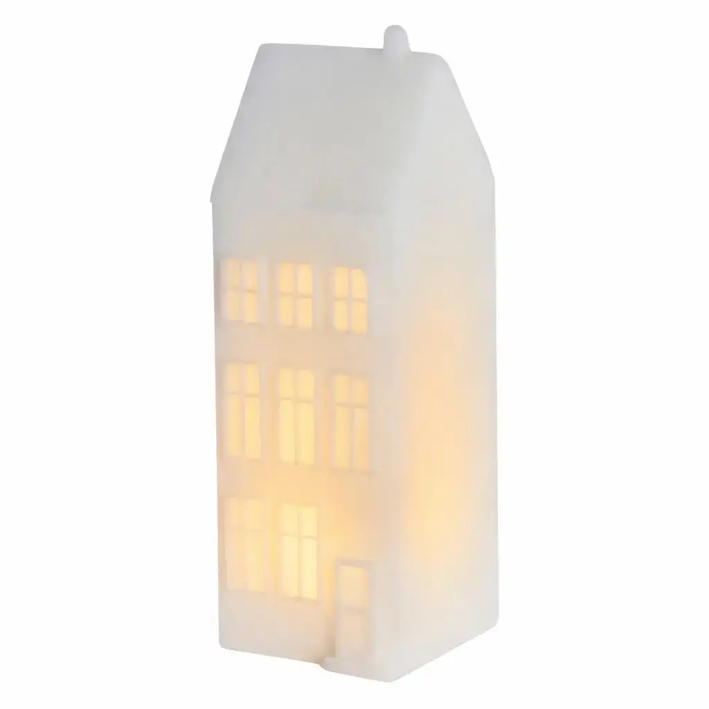 LED městský dům z Kodaně, Nyhavn, voskový, 6 × 6 × 17,5 cm, teple bílý, bílý