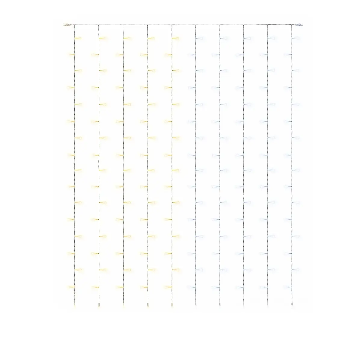 Easy Fix LED světelný závěs venkovní, 100 × 150 cm, bi-color ledově a teple bílá, 150 diod, bílý kabel, IP44, prodlužovací