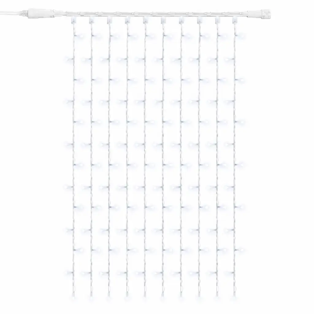 Easy Fix LED světelný závěs venkovní, 100 × 150 cm, ledově bílá, 150 diod, bílý kabel, IP67, prodlužovací
