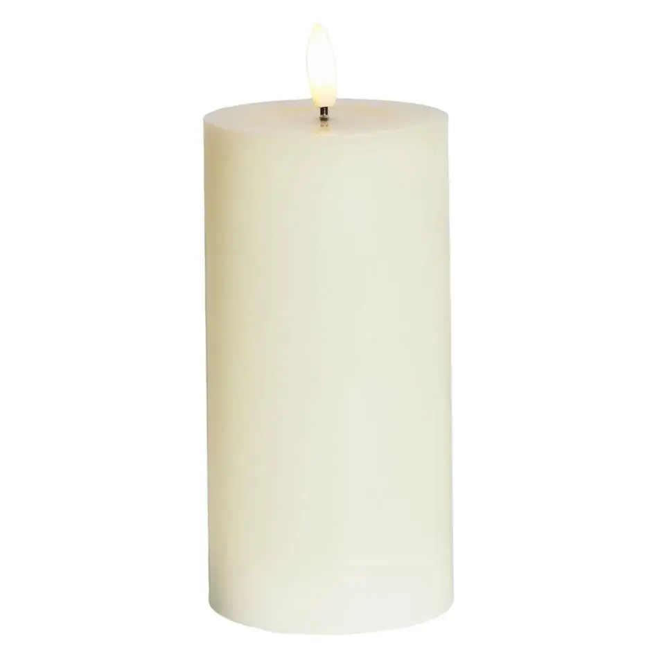 LED svíčka na baterie vosková Sille Ivory, Ø 7,5 × 15 cm, bílá, 2× AA