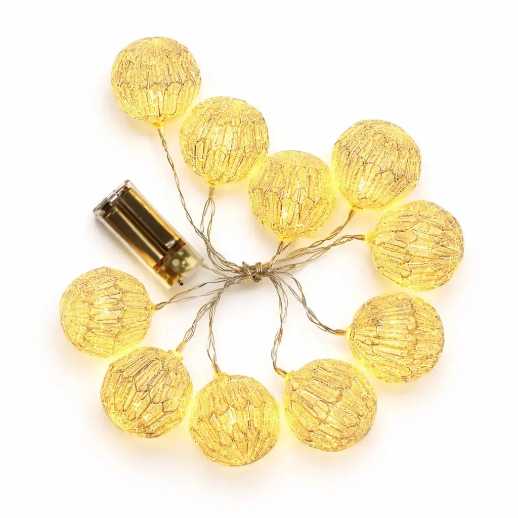 DecoLED LED světelný řetěz na baterie, 10 teple bílých diod, 1,8 m, koule