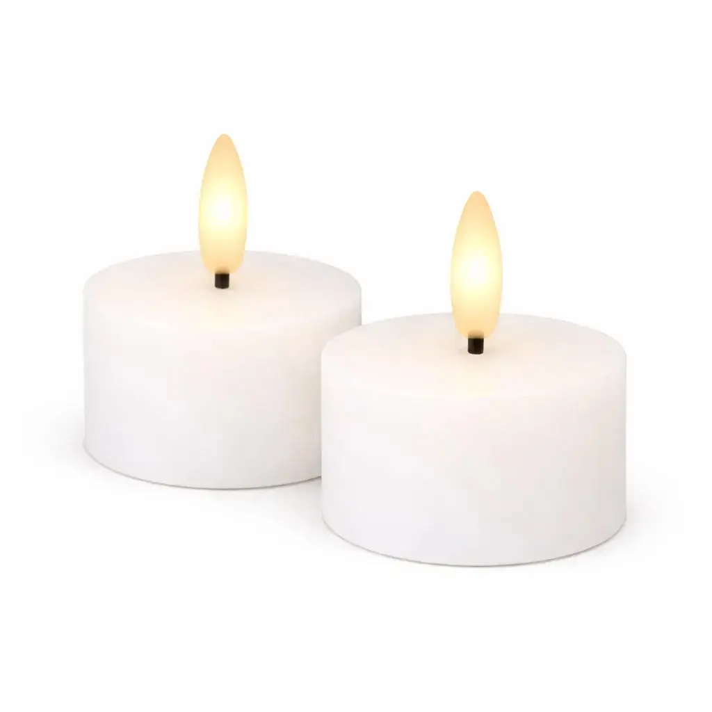 Sada LED čajové svíčky na baterie Sille Tealight, Ø 6 × 3,4 cm, bílé, z pravého vosku, balení 2 ks