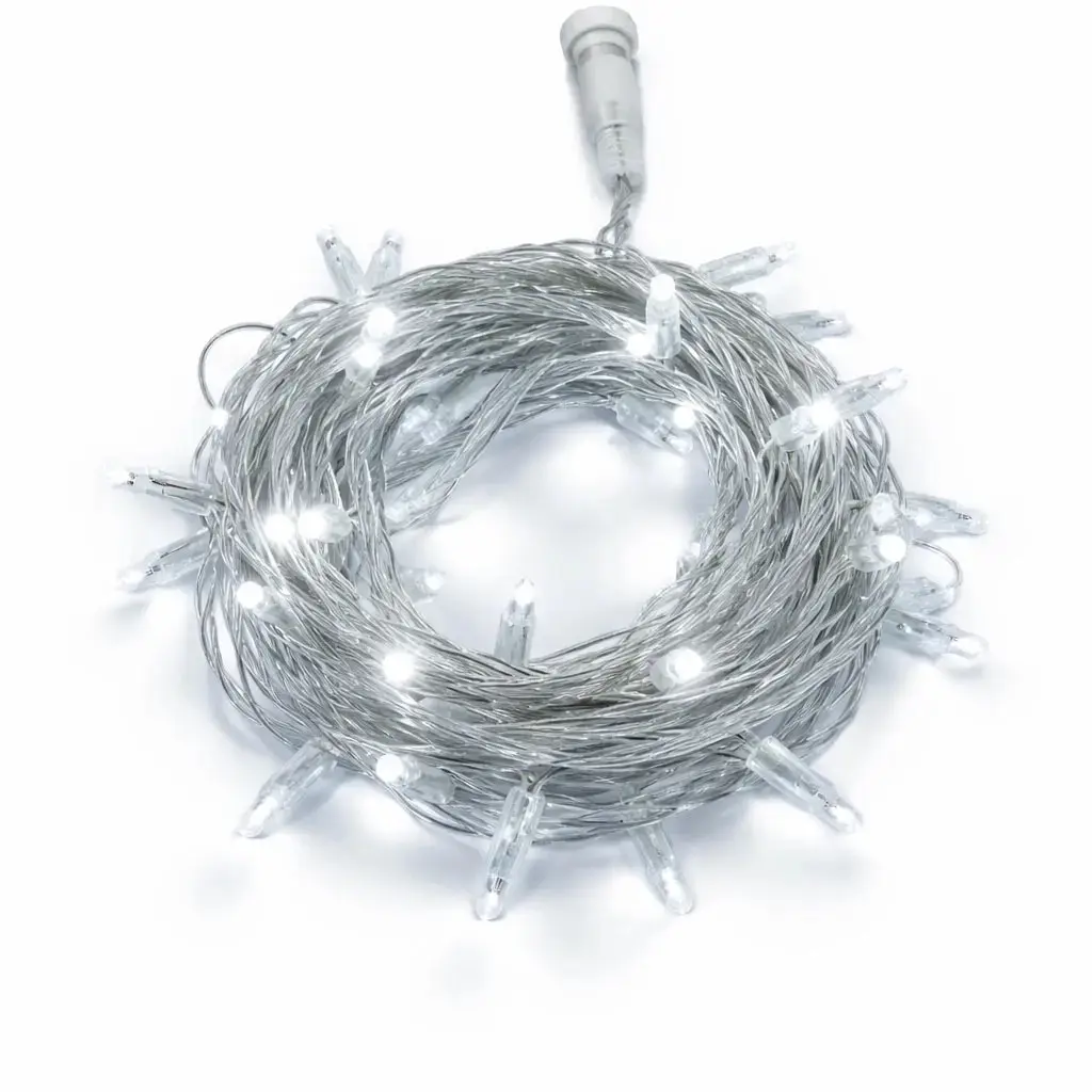 LED tekoucí světlo, 4 m, ledově bílá, 64 diod, čirý kabel, IP44, 24V