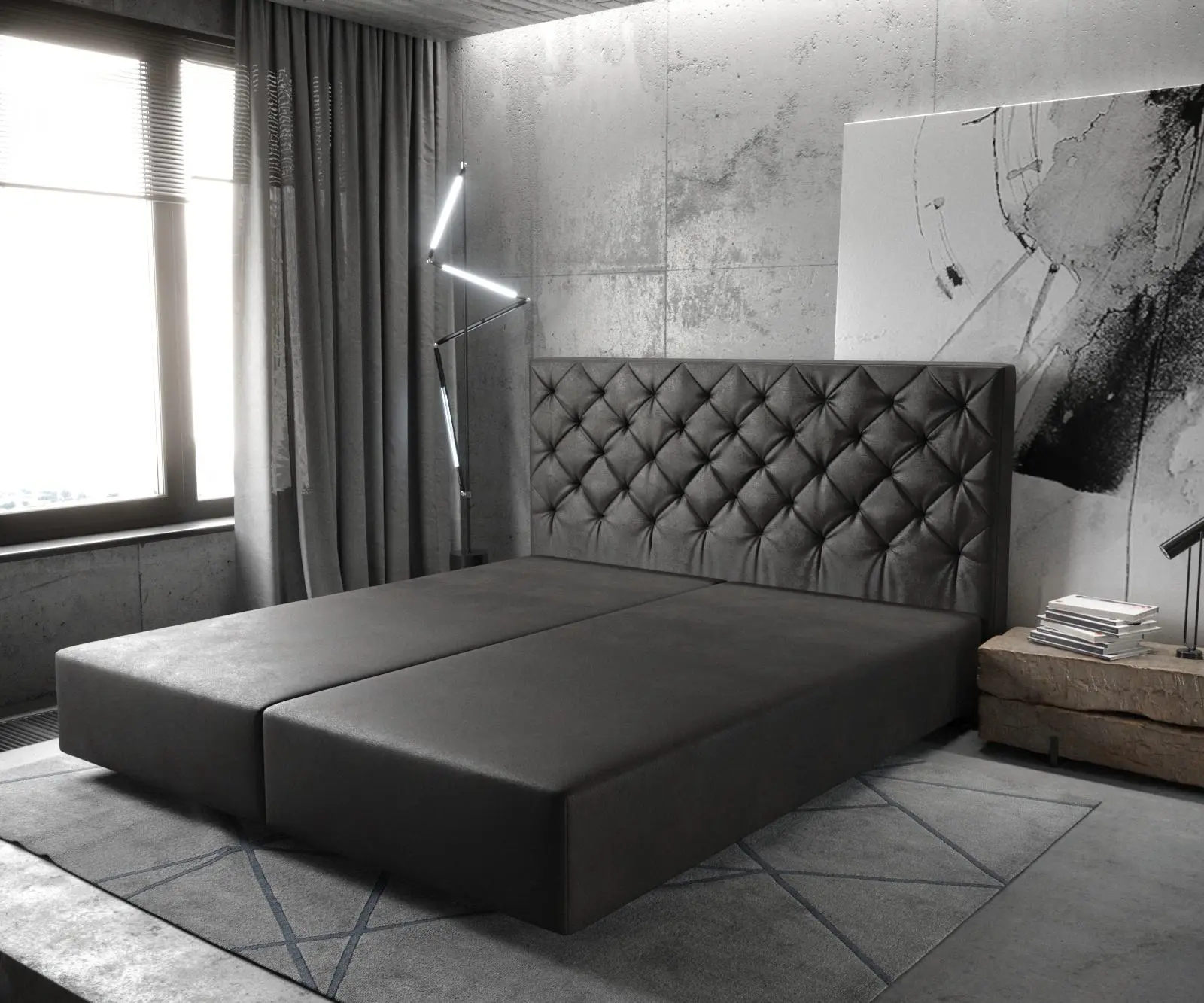 DELIFE Boxspring postel Dream-Great 180x200 cm koženka antracitová
