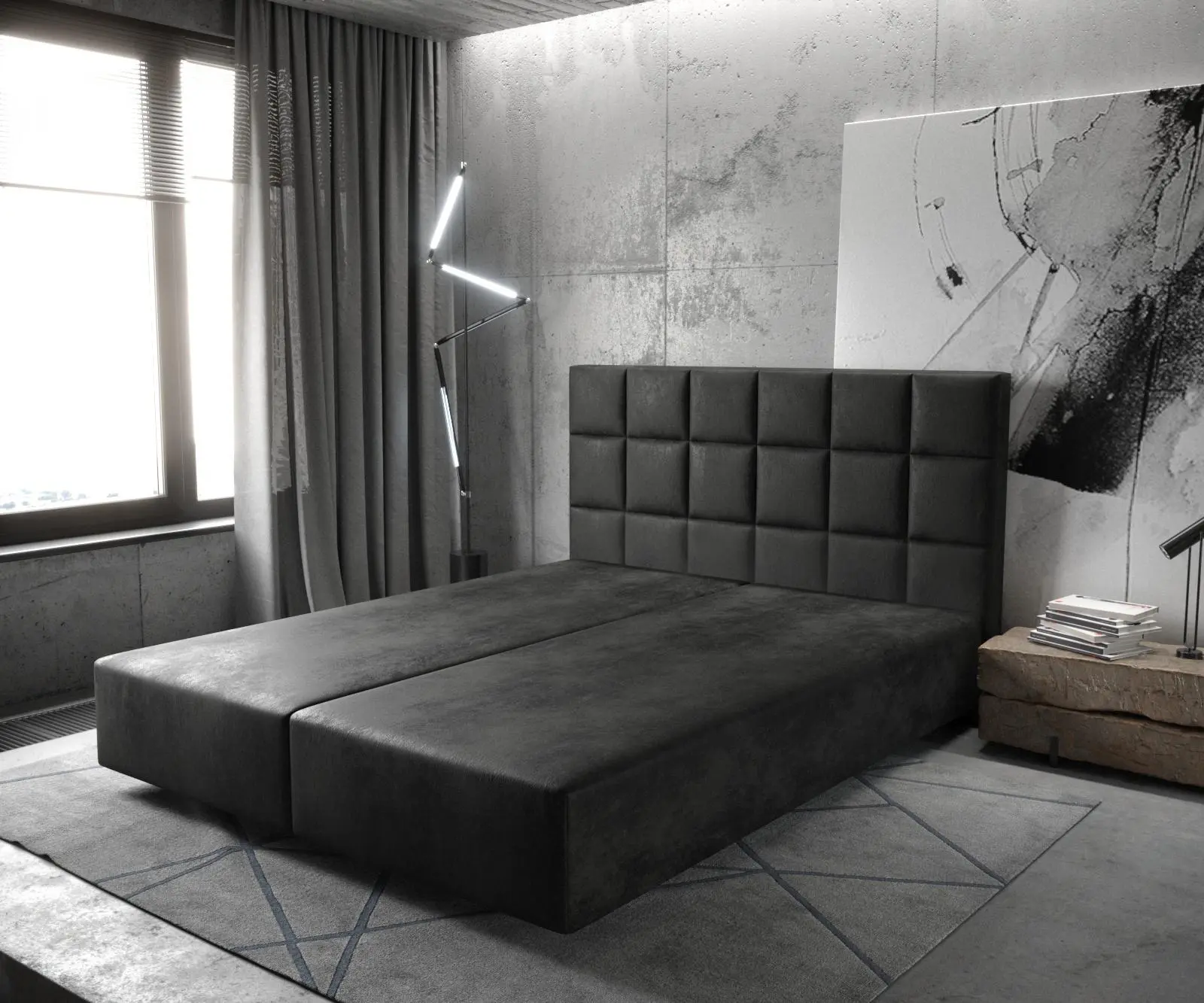 DELIFE Boxspring postel Dream-Fine 180x200 cm mikrovlákno antracitová vintage