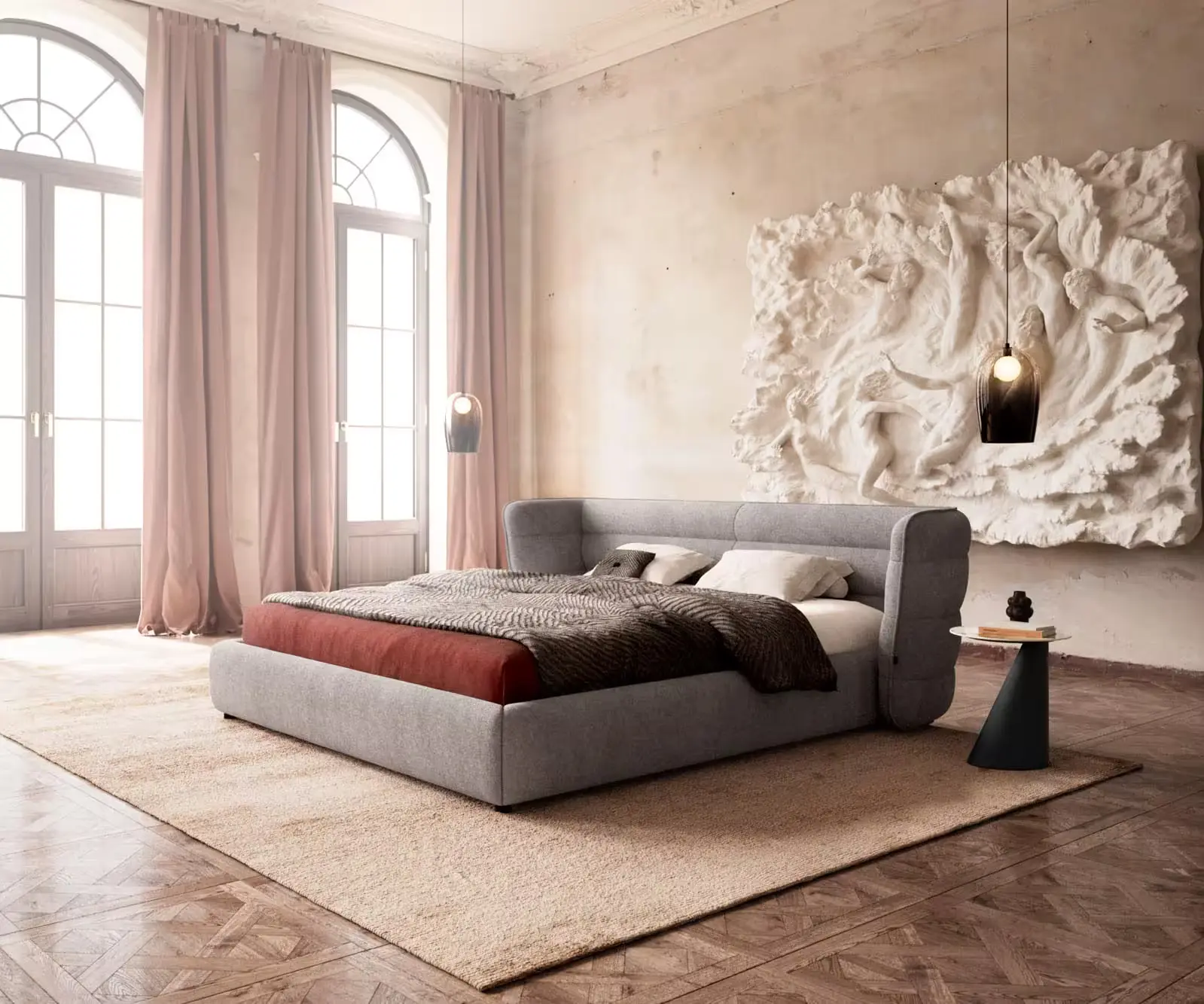 DELIFE Čalouněná postel Simea 180x200 cm mikrovlákno šedá