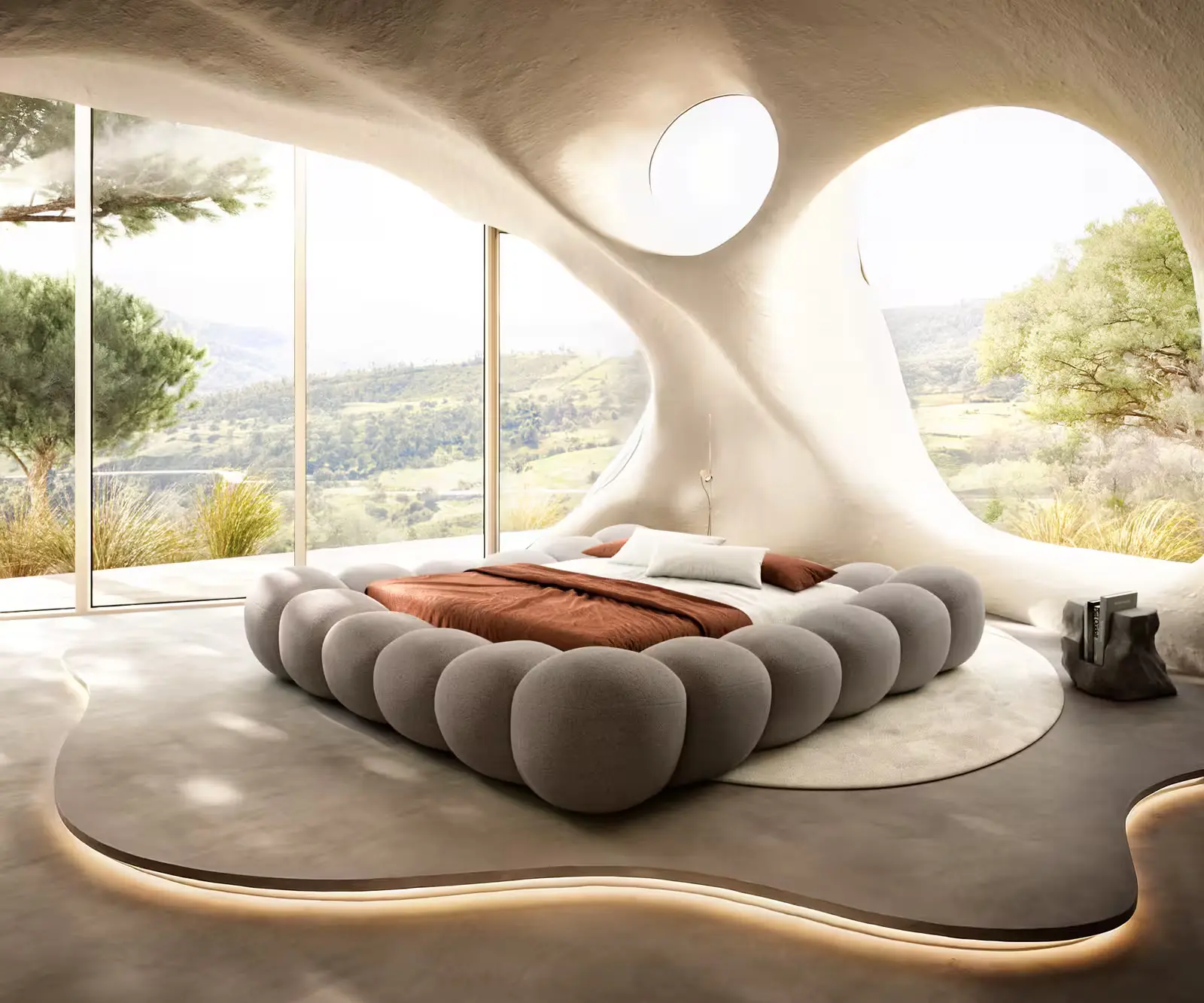 DELIFE Čalouněná postel Perlla 180x200 cm strukturovaná látka soft taupe